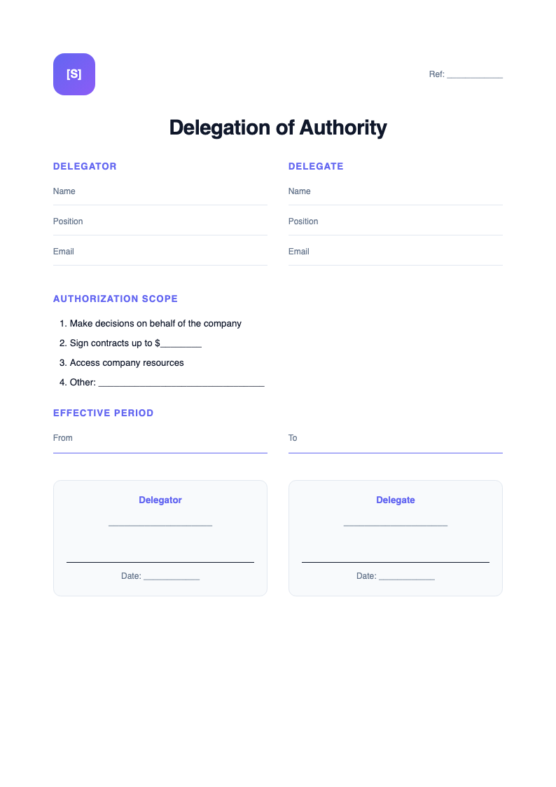 Startup modern delegation of authority